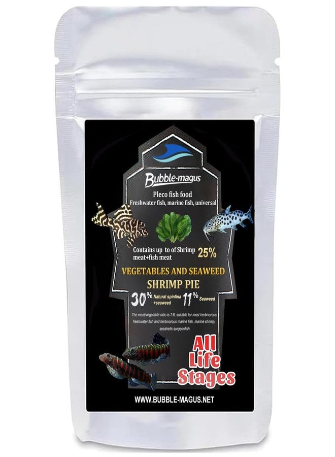 Bubble Magus Algae Wafers Pleco Food, Spirulina & Algae, Sword Prawns, Balanced Diet, Color Enhancing, All Natural Ingredients, for Algae Eaters, Bottom Feeders, Vegetables Shrimp Pie (2.5oz)